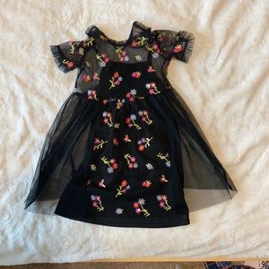 Black see through floral dress